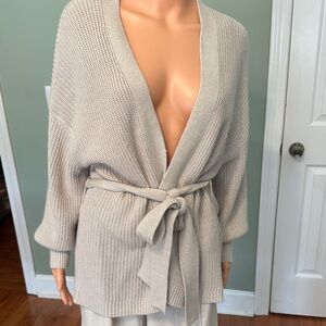 Nine West Knit Cardigan in Beige with Subtle Sheen